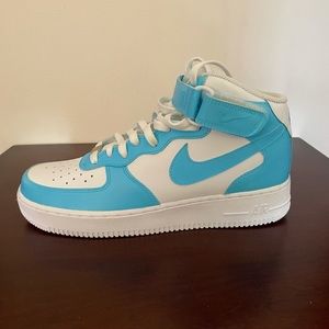 Custom light blue Nike Air Force one mid.